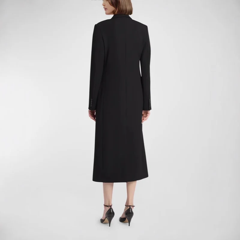 Damen Midilanger Doppelreihiger Blazer‑Mantel mit strukturierter Schulter und schlanker Passform Nord Taschen