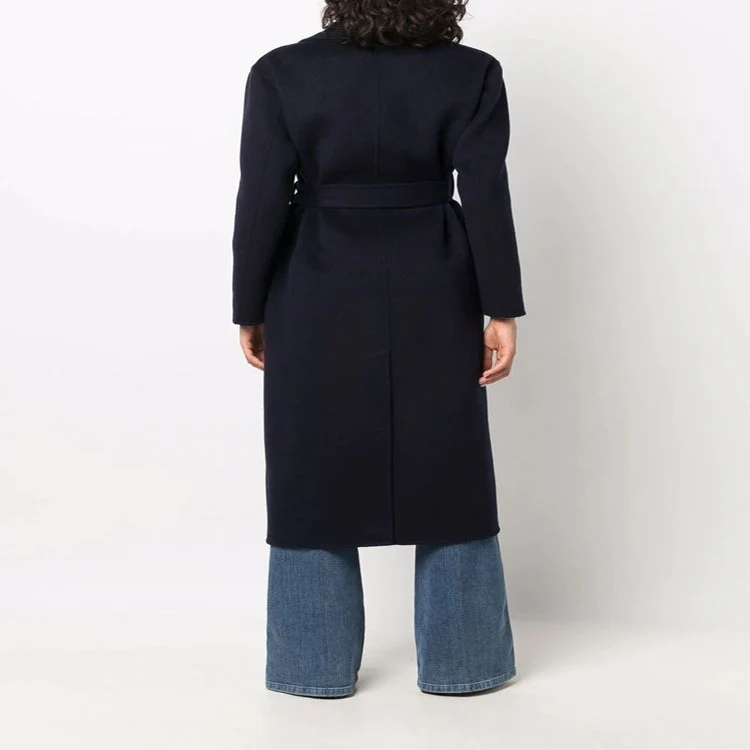 Damen Midi-Wickelmantel aus Woll-Kaschmirmix mit Schalkragen und Bindegürtel Nord Taschen