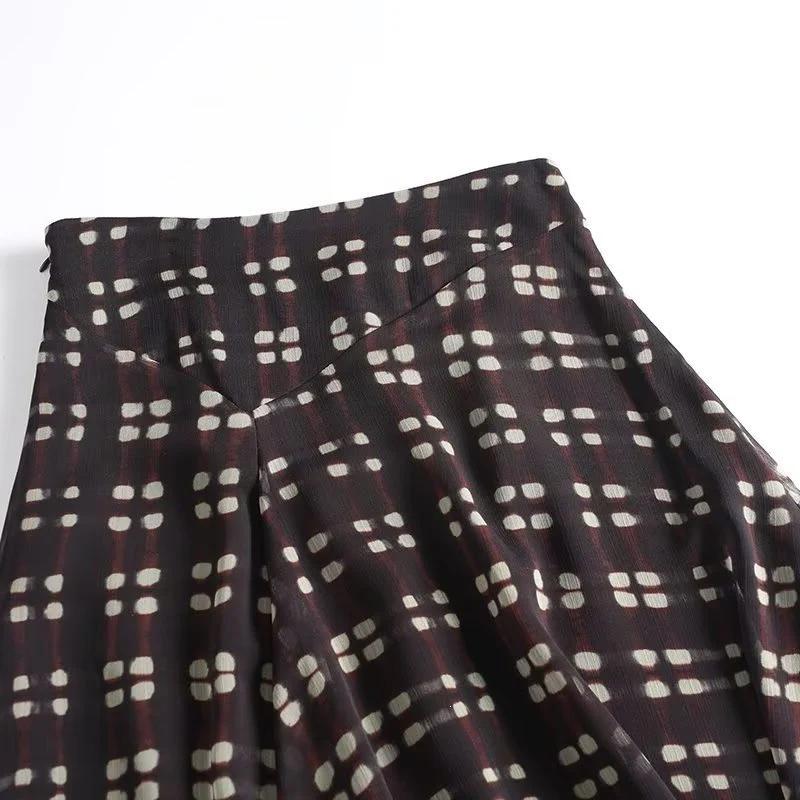 Damen Fließender Maxirock aus Chiffon mit geometrischem Allover‑Print und hoher Taille Nord Taschen