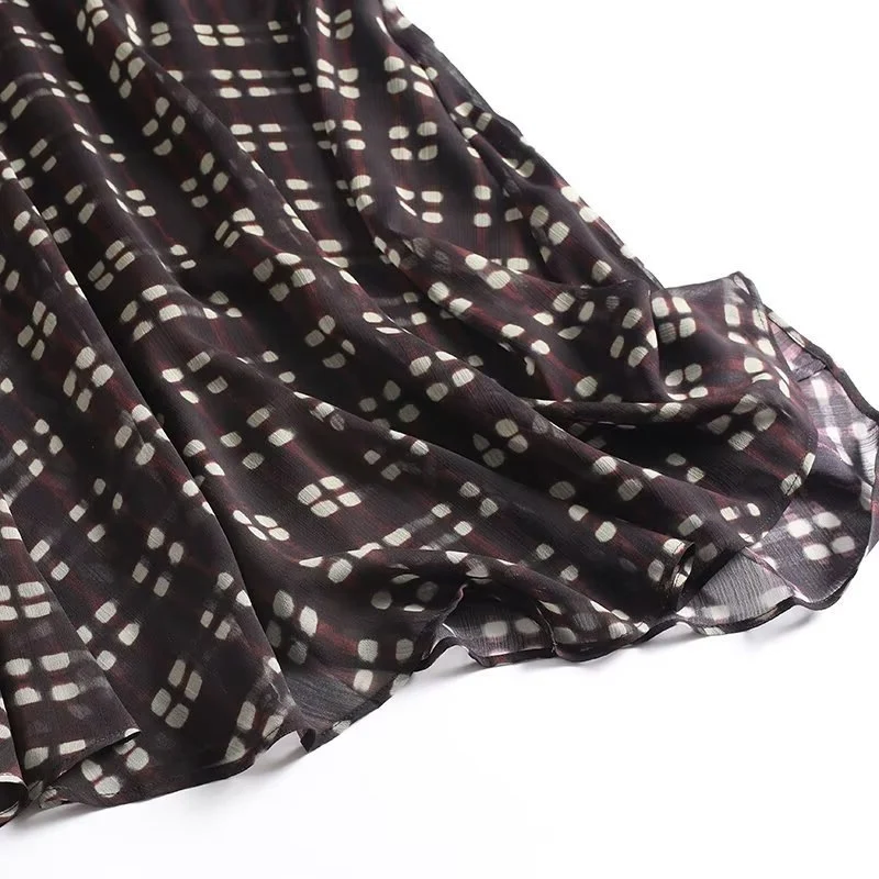 Damen Fließender Maxirock aus Chiffon mit geometrischem Allover‑Print und hoher Taille Nord Taschen