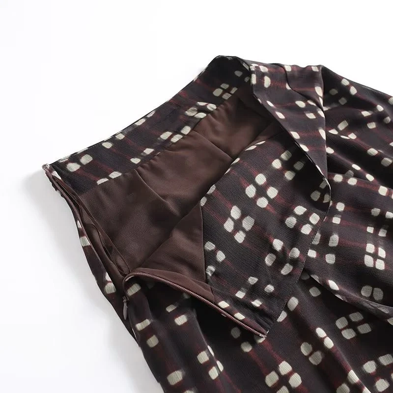 Damen Fließender Maxirock aus Chiffon mit geometrischem Allover‑Print und hoher Taille Nord Taschen