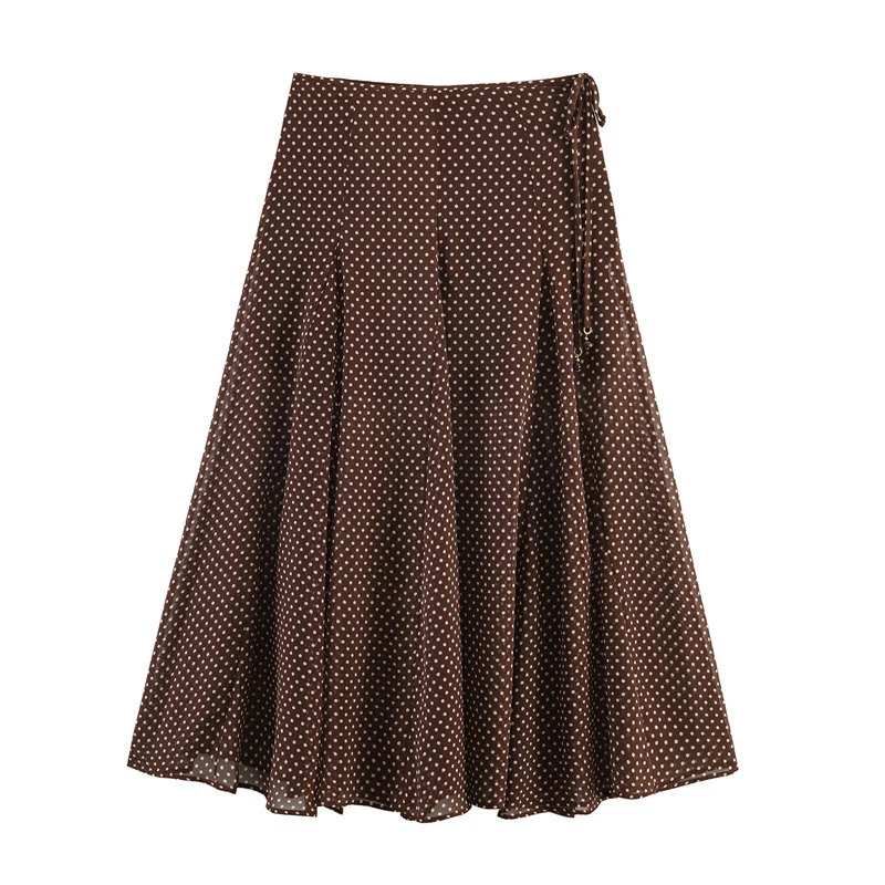 Damen Fließender A‑Linien Midirock mit Polka‑Dot‑Print und Bindeschleife Nord Taschen