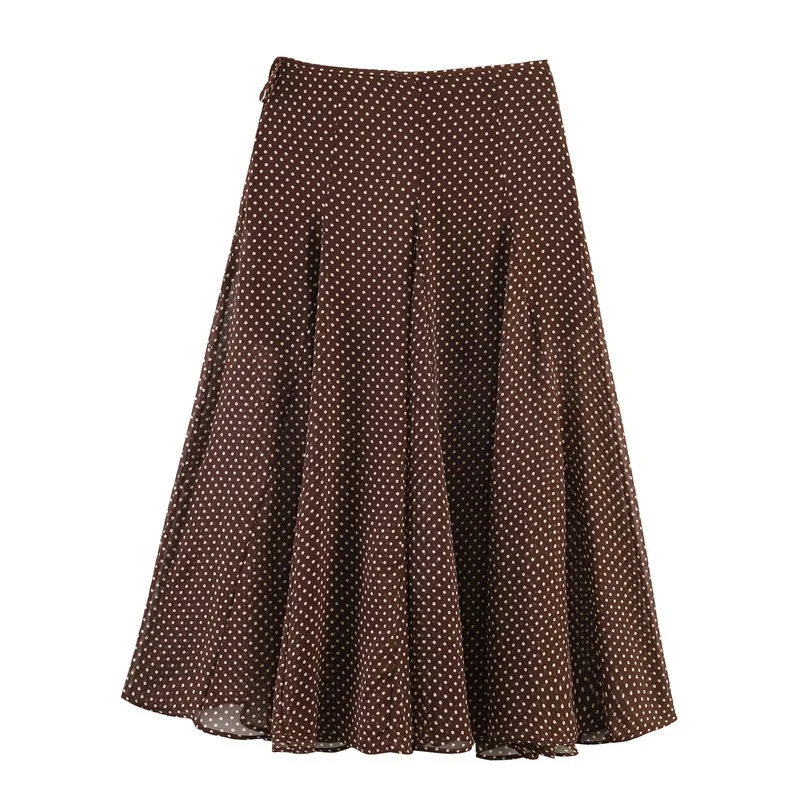 Damen Fließender A‑Linien Midirock mit Polka‑Dot‑Print und Bindeschleife Nord Taschen