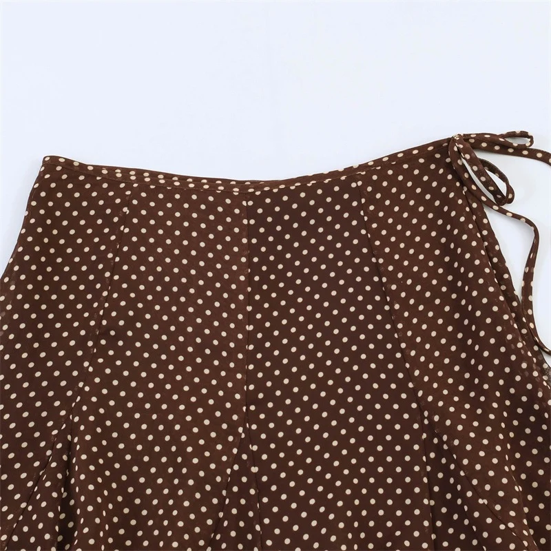 Damen Fließender A‑Linien Midirock mit Polka‑Dot‑Print und Bindeschleife Nord Taschen