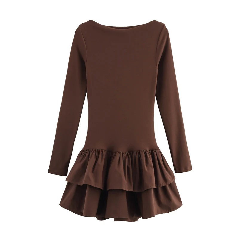 Damen Figurbetontes Minikleid mit Stufenvolants und U‑Boot‑Ausschnitt Nord Taschen
