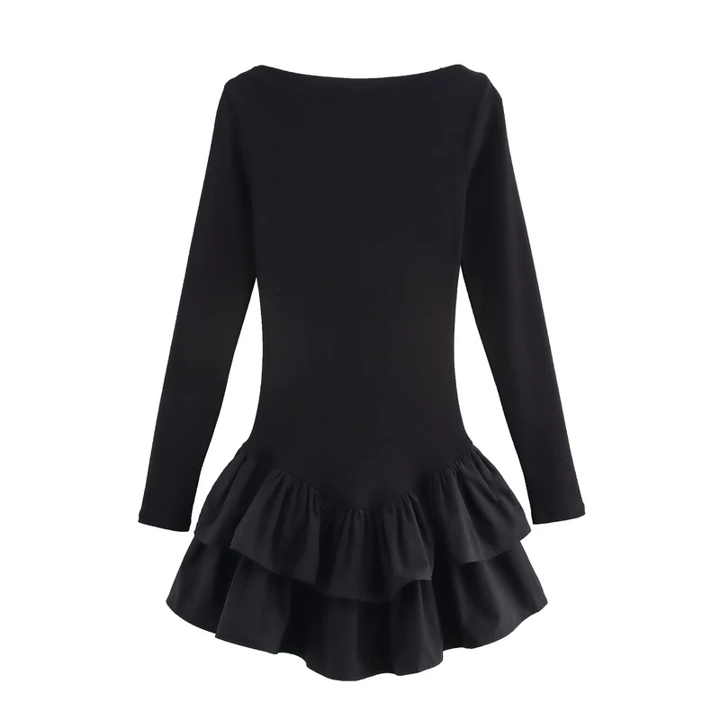 Damen Figurbetontes Minikleid mit Stufenvolants und U‑Boot‑Ausschnitt Nord Taschen