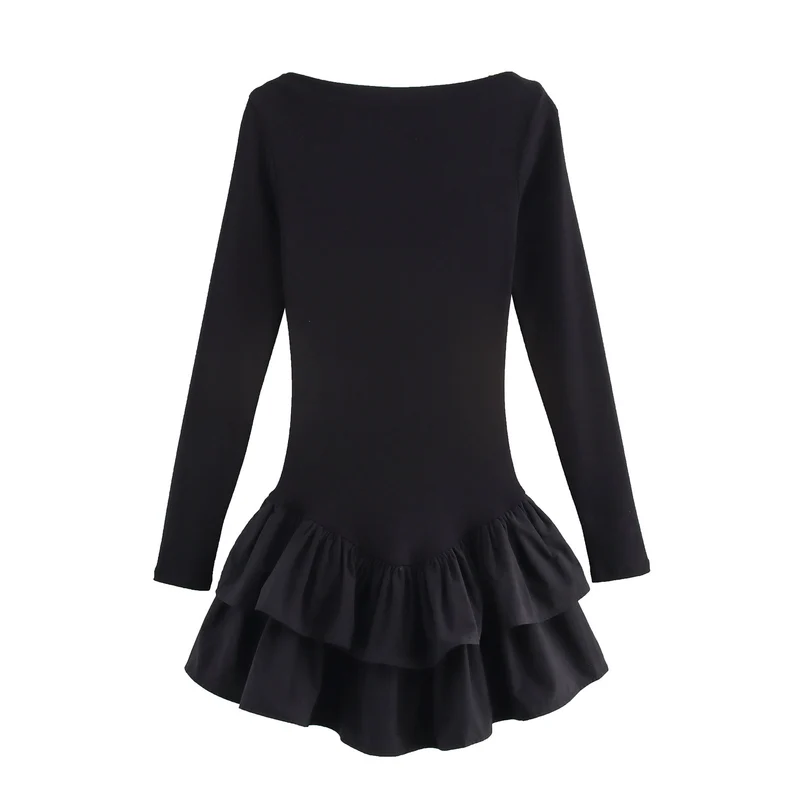 Damen Figurbetontes Minikleid mit Stufenvolants und U‑Boot‑Ausschnitt Nord Taschen