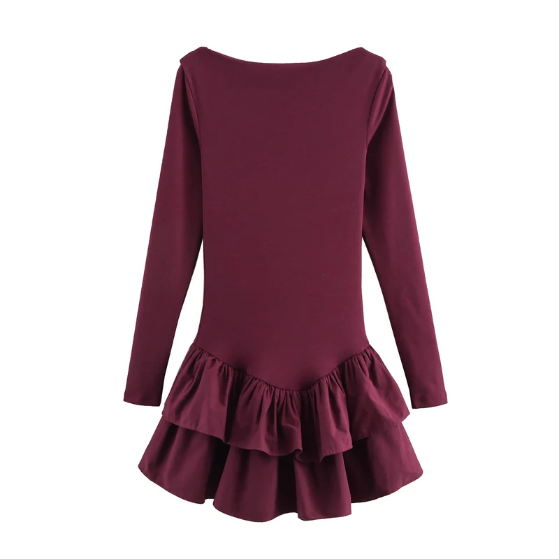 Damen Figurbetontes Minikleid mit Stufenvolants und U‑Boot‑Ausschnitt Nord Taschen