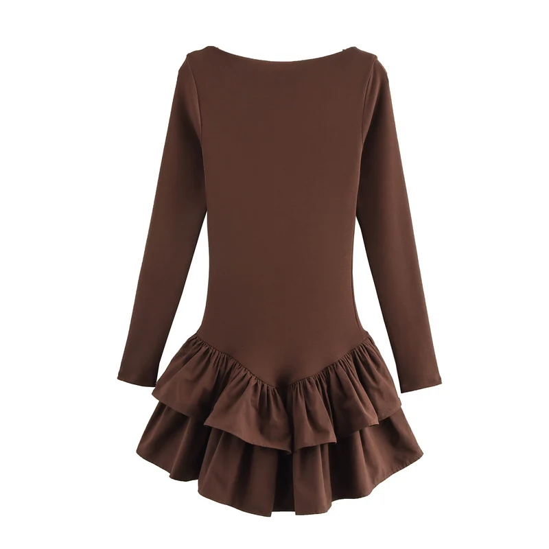 Damen Figurbetontes Minikleid mit Stufenvolants und U‑Boot‑Ausschnitt Nord Taschen