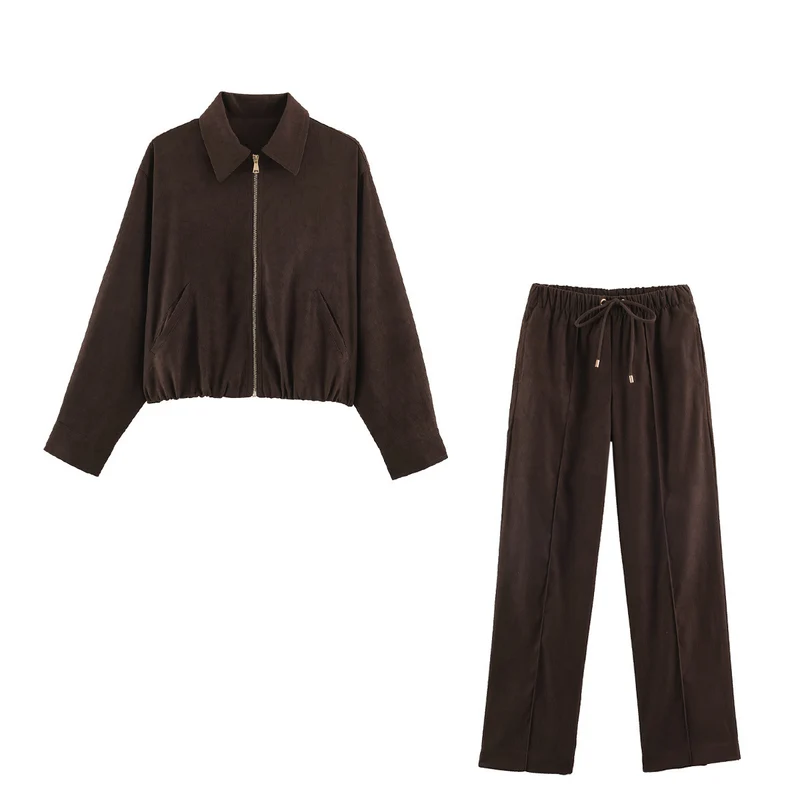 Damen Kurzblouson im Velours‑Look mit spitzem Hemdkragen und Gummizugsaum Nord Taschen