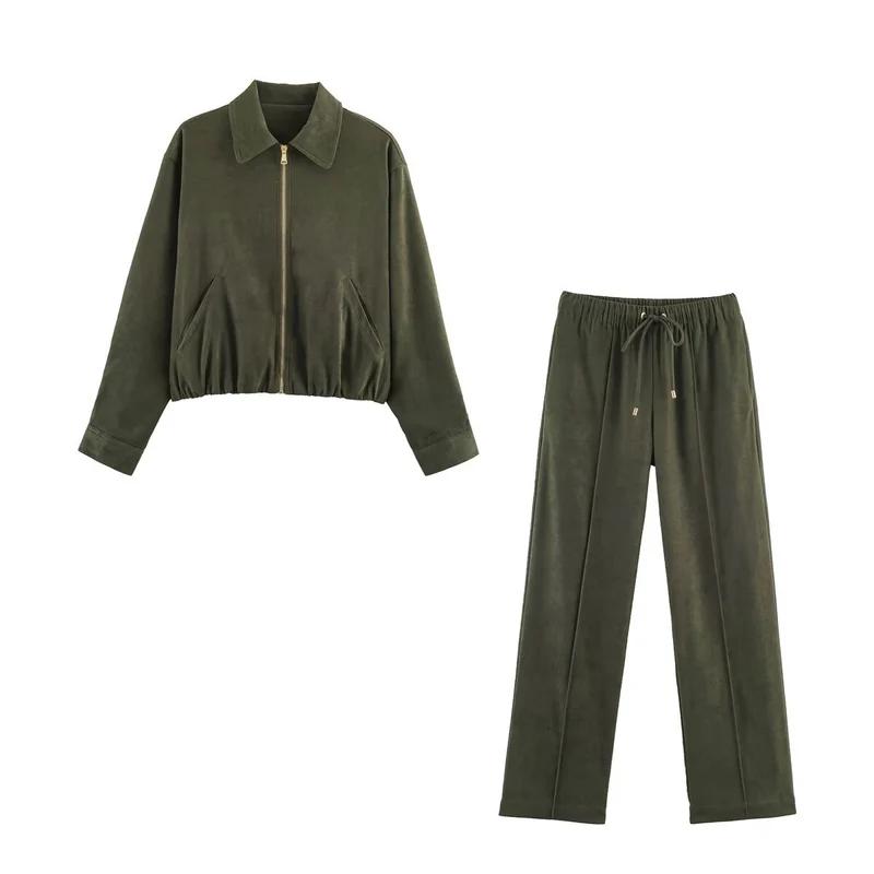 Damen Kurzblouson im Velours‑Look mit spitzem Hemdkragen und Gummizugsaum Nord Taschen