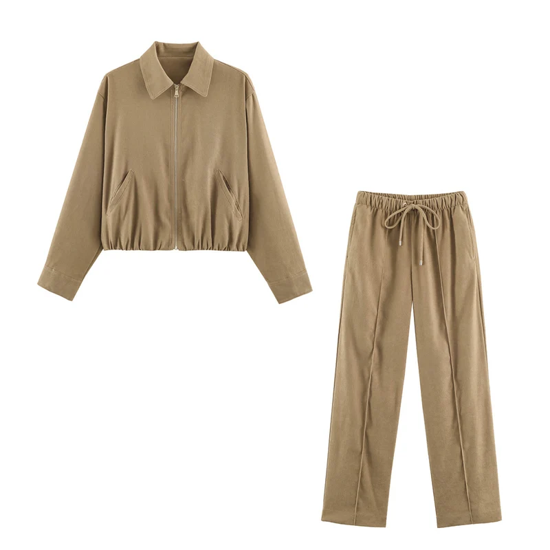 Damen Kurzblouson im Velours‑Look mit spitzem Hemdkragen und Gummizugsaum Nord Taschen