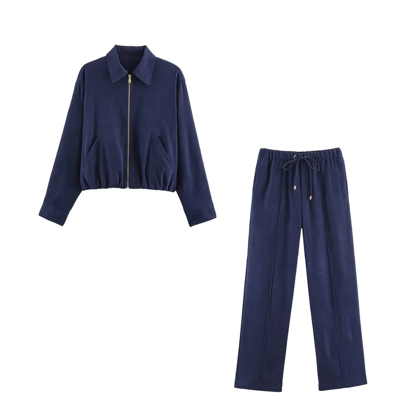 Damen Kurzblouson im Velours‑Look mit spitzem Hemdkragen und Gummizugsaum Nord Taschen