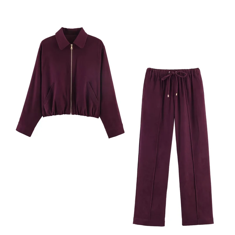Damen Kurzblouson im Velours‑Look mit spitzem Hemdkragen und Gummizugsaum Nord Taschen