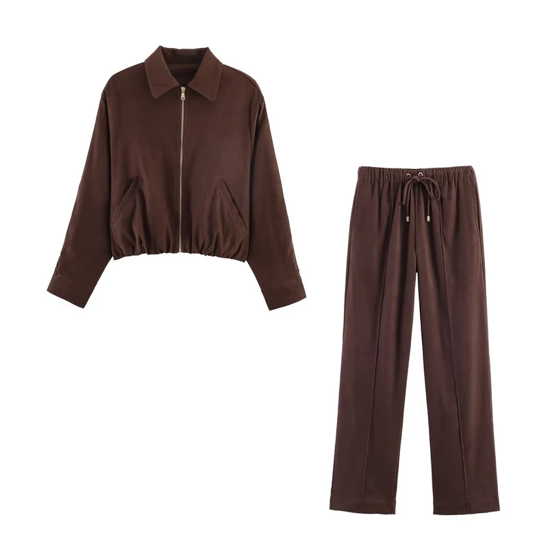 Damen Kurzblouson im Velours‑Look mit spitzem Hemdkragen und Gummizugsaum Nord Taschen