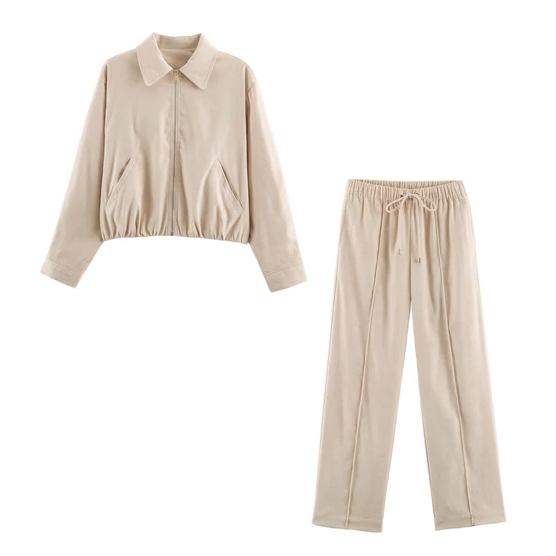 Damen Kurzblouson im Velours‑Look mit spitzem Hemdkragen und Gummizugsaum Nord Taschen