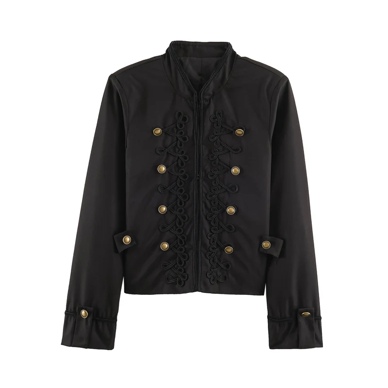 Damen Kurzblouson im Militärstil mit ornamentaler Kordel- und Knopfverzierung Nord Taschen
