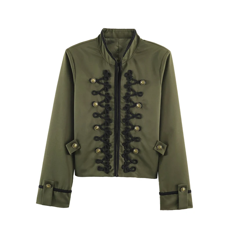 Damen Kurzblouson im Militärstil mit ornamentaler Kordel- und Knopfverzierung Nord Taschen