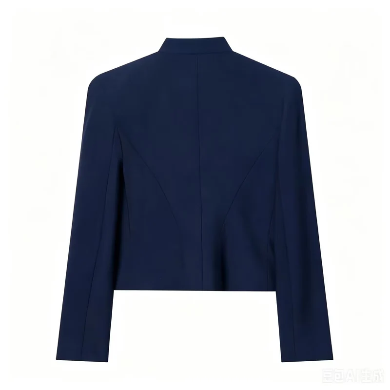 Damen Kurzblazer mit militärischer Froschverzierung und Stehkragen Nord Taschen