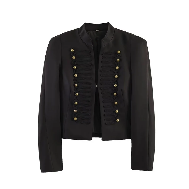 Damen Kurzblazer im Parade- und Militärlook mit dekorativen Kordelapplikationen und Zierknöpfen Nord Taschen