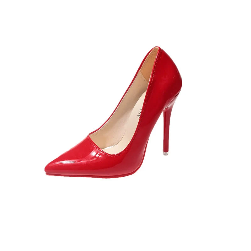 Damen Klassische High Heels mit spitz zulaufendem Design und hochglänzender Oberfläche