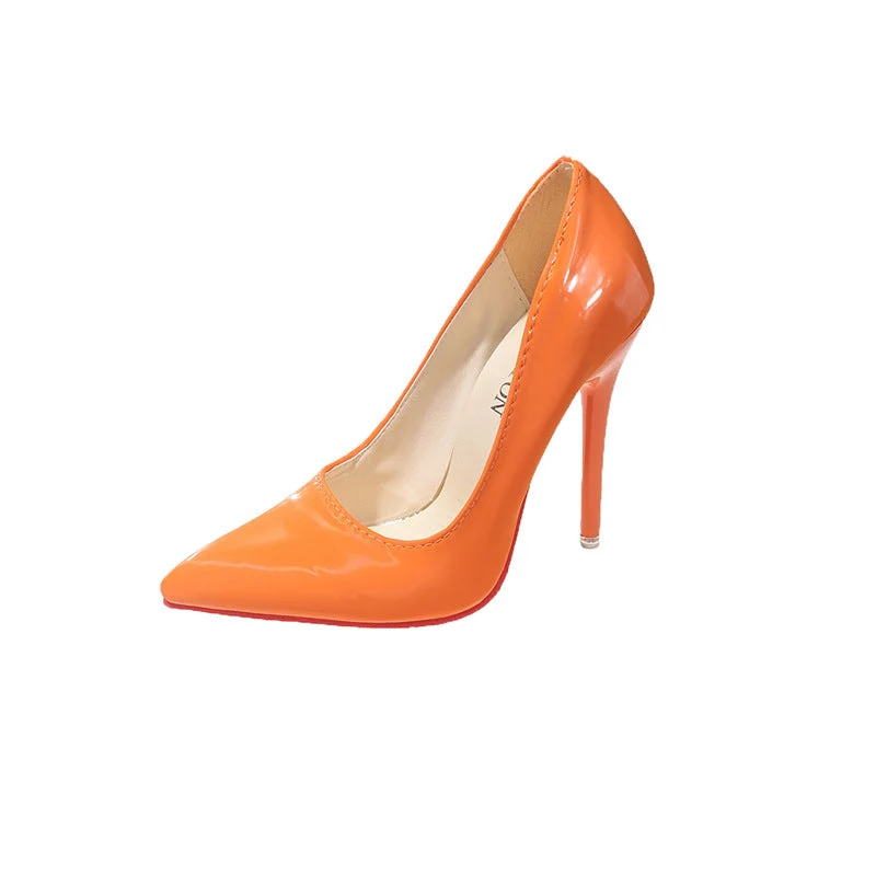 Damen Klassische High Heels mit spitz zulaufendem Design und hochglänzender Oberfläche