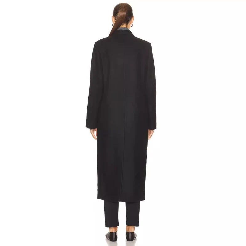 Damen Maxilanger Zweireihiger Wollmix-Longcoat mit maßgeschneidertem Finish Nord Taschen