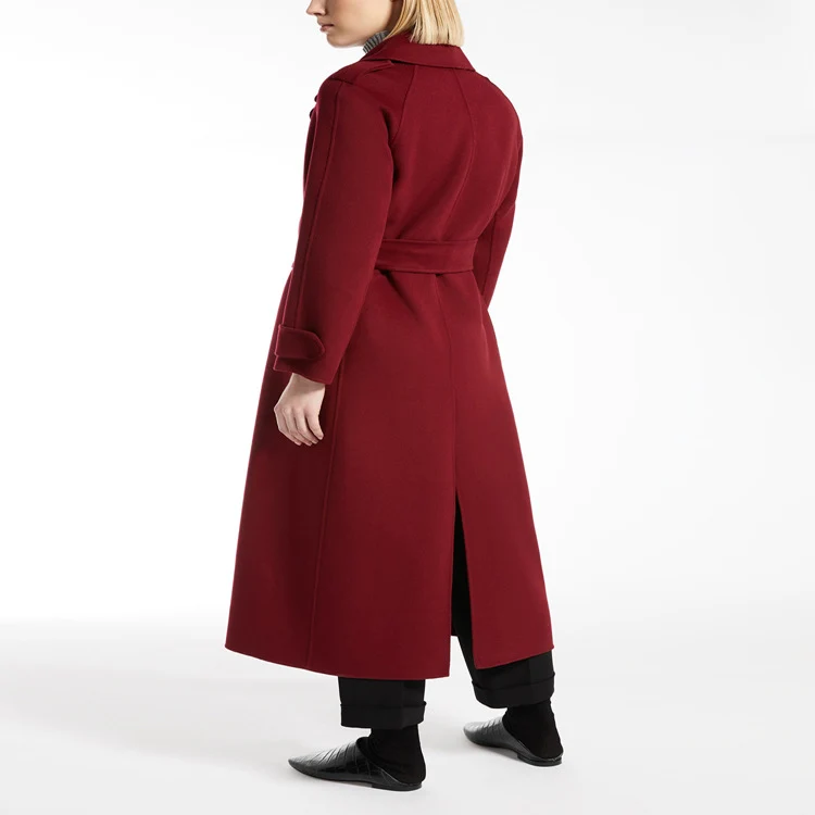 Damen Maxilanger Wollmix-Mantel im fließenden Swing-Cut mit weichem Schalkragen Nord Taschen