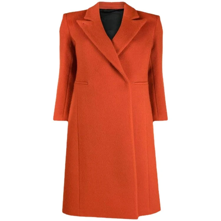 Damen Maxilanger Wollmix-Longcoat mit schlanker Nahtführung und verdeckten Eingrifftaschen Nord Taschen