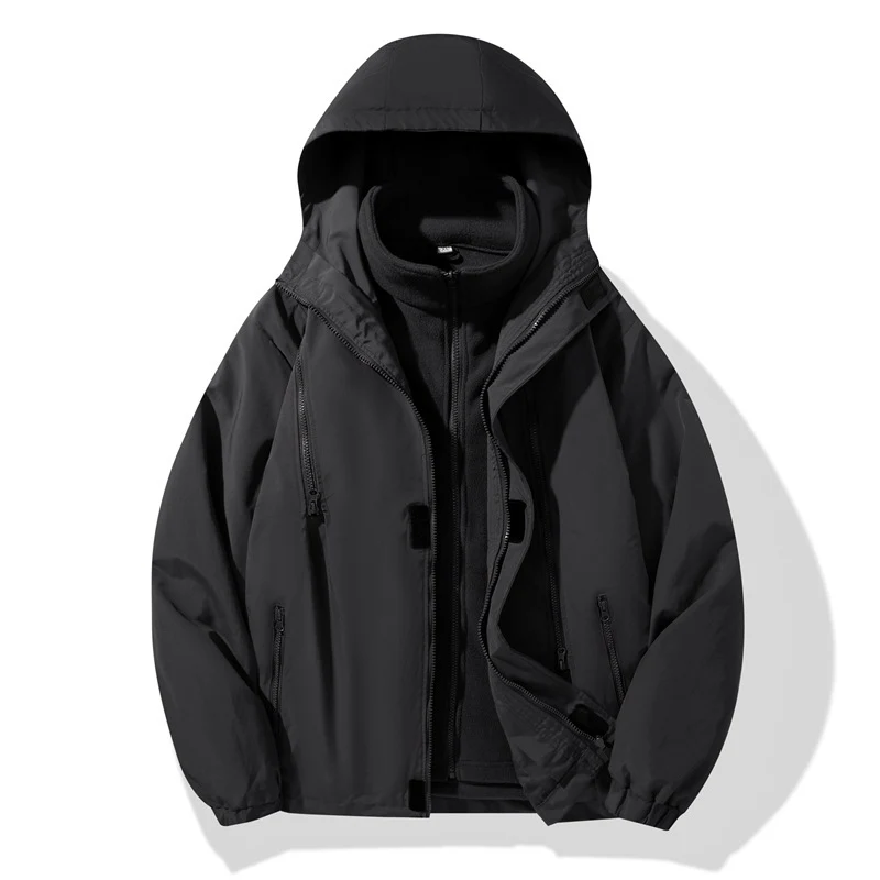 Herren Zweiteilige Hybrid-Kapuzenjacke mit integrierter Fleece-Innenlage und verdeckten Reißverschlüssen Nord Taschen