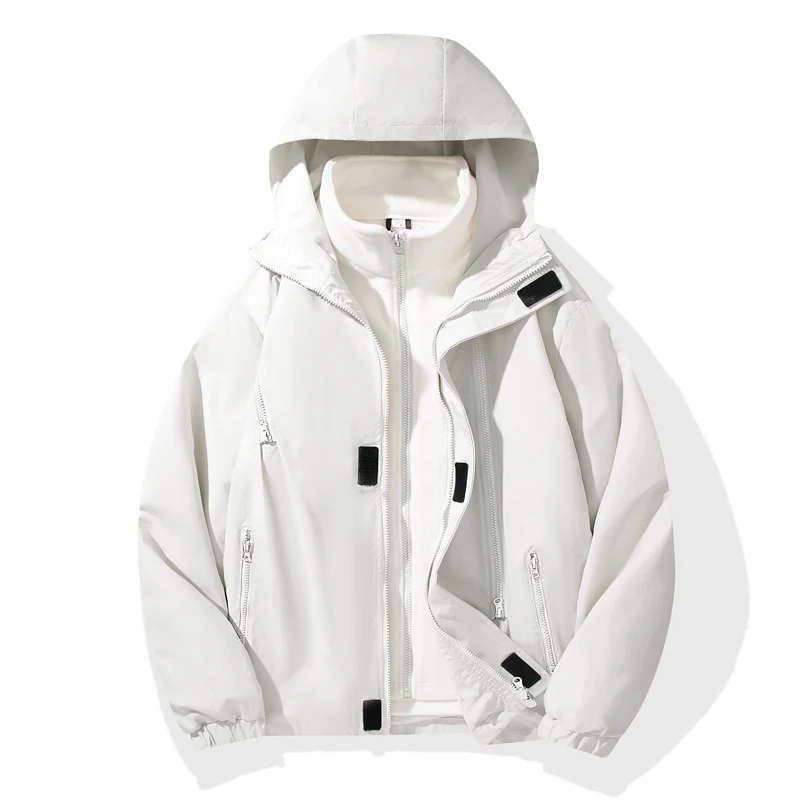 Herren Zweiteilige Hybrid-Kapuzenjacke mit integrierter Fleece-Innenlage und verdeckten Reißverschlüssen Nord Taschen