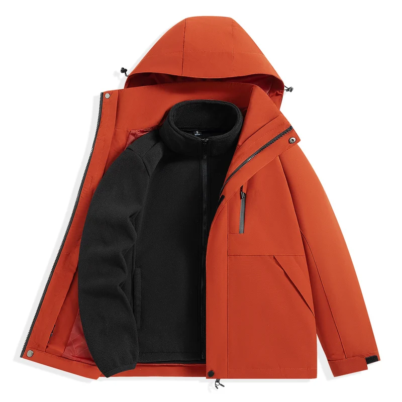 Herren zweilagiger Outdoorparka mit herausnehmbarer Fleece-Innenjacke und Kapuze Nord Taschen