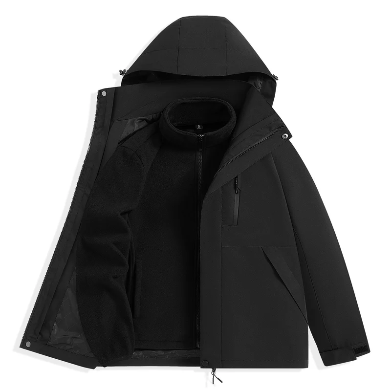 Herren zweilagiger Outdoorparka mit herausnehmbarer Fleece-Innenjacke und Kapuze Nord Taschen
