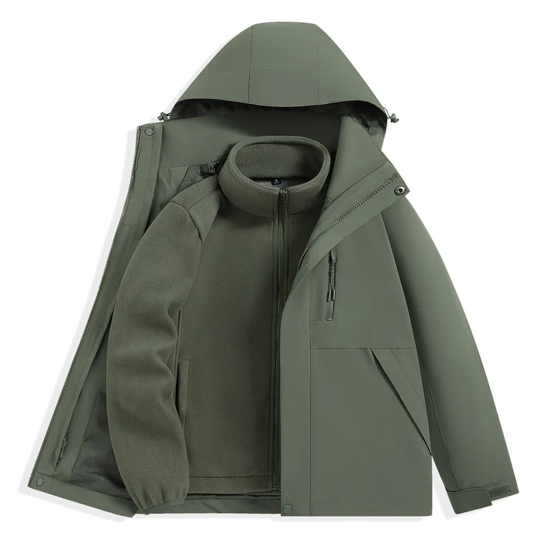 Herren zweilagiger Outdoorparka mit herausnehmbarer Fleece-Innenjacke und Kapuze Nord Taschen