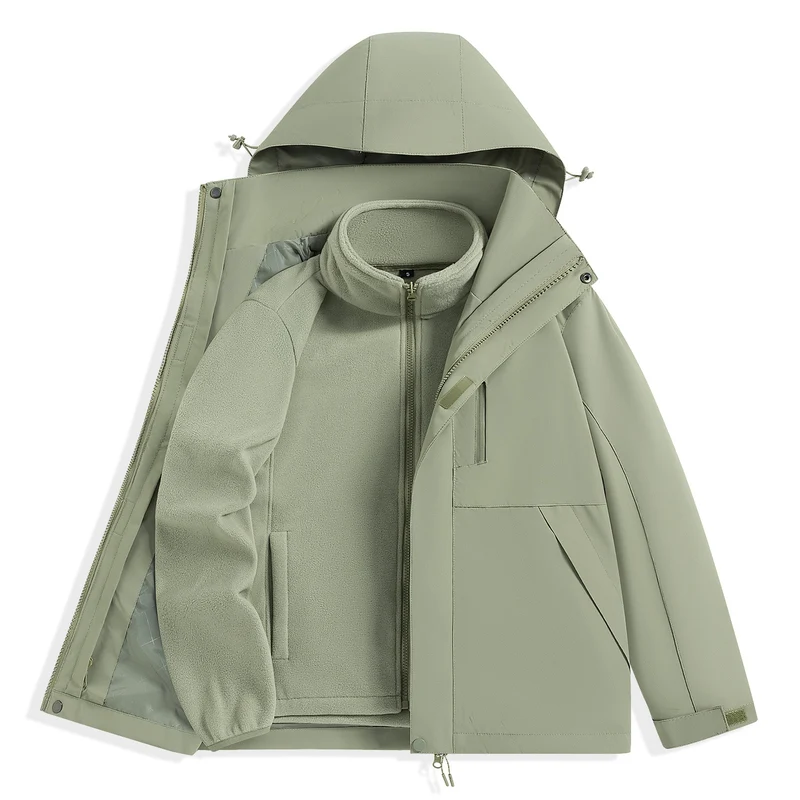 Herren zweilagiger Outdoorparka mit herausnehmbarer Fleece-Innenjacke und Kapuze Nord Taschen