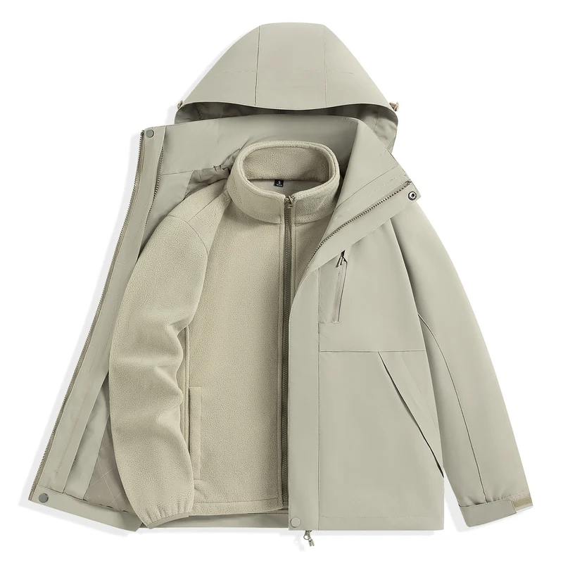 Herren zweilagiger Outdoorparka mit herausnehmbarer Fleece-Innenjacke und Kapuze Nord Taschen