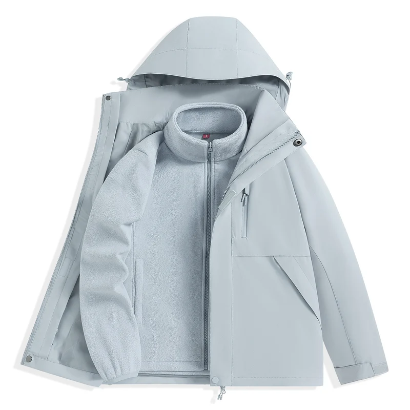 Herren zweilagiger Outdoorparka mit herausnehmbarer Fleece-Innenjacke und Kapuze Nord Taschen