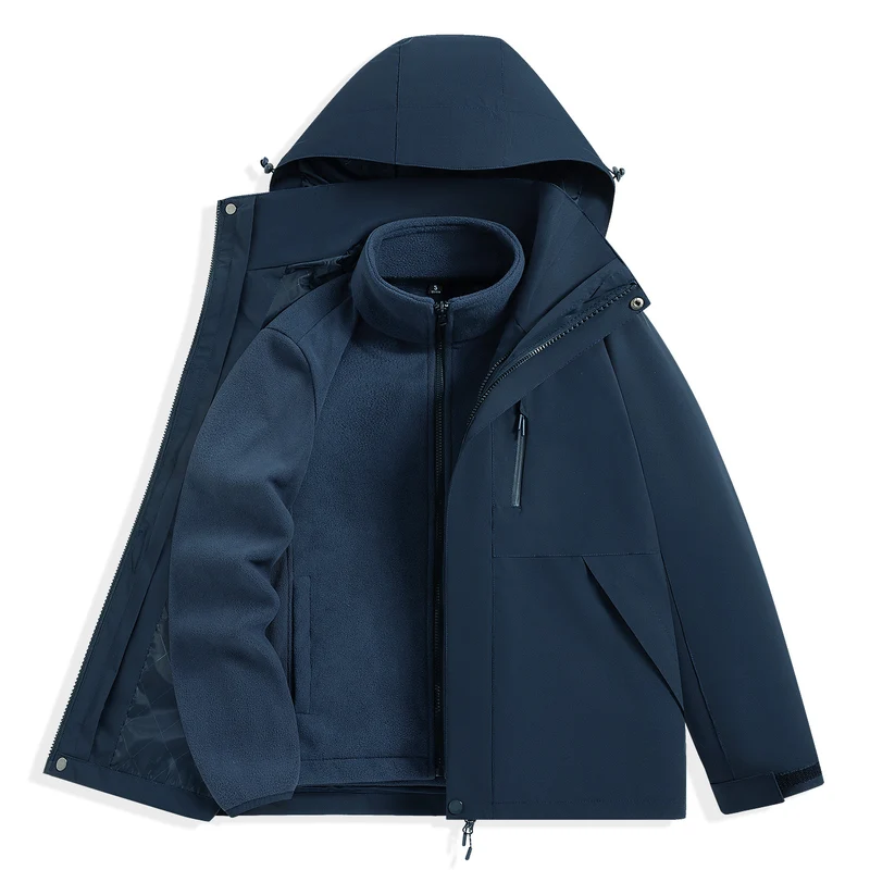 Herren zweilagiger Outdoorparka mit herausnehmbarer Fleece-Innenjacke und Kapuze Nord Taschen