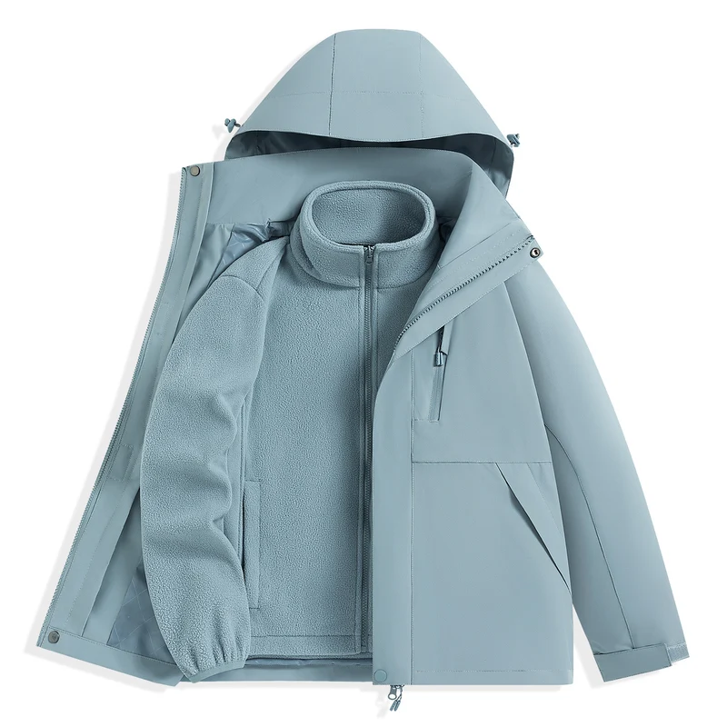 Herren zweilagiger Outdoorparka mit herausnehmbarer Fleece-Innenjacke und Kapuze Nord Taschen