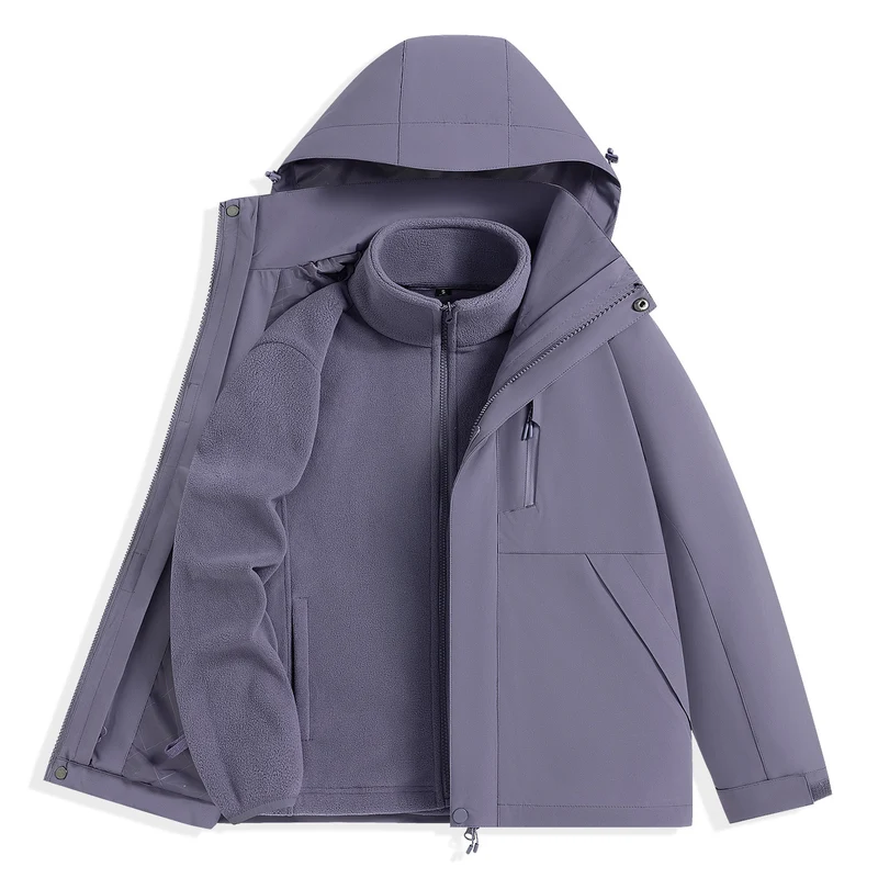 Herren zweilagiger Outdoorparka mit herausnehmbarer Fleece-Innenjacke und Kapuze Nord Taschen