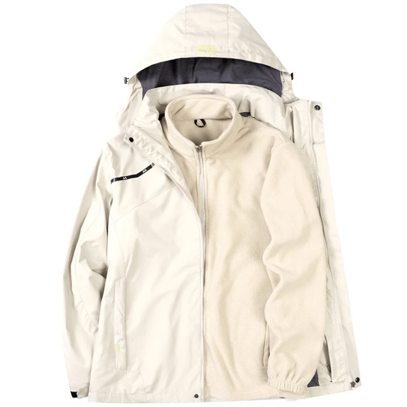 Herren zweilagige wasserdichte Outdoorjacke mit Fleecekragen und Kapuze Nord Taschen