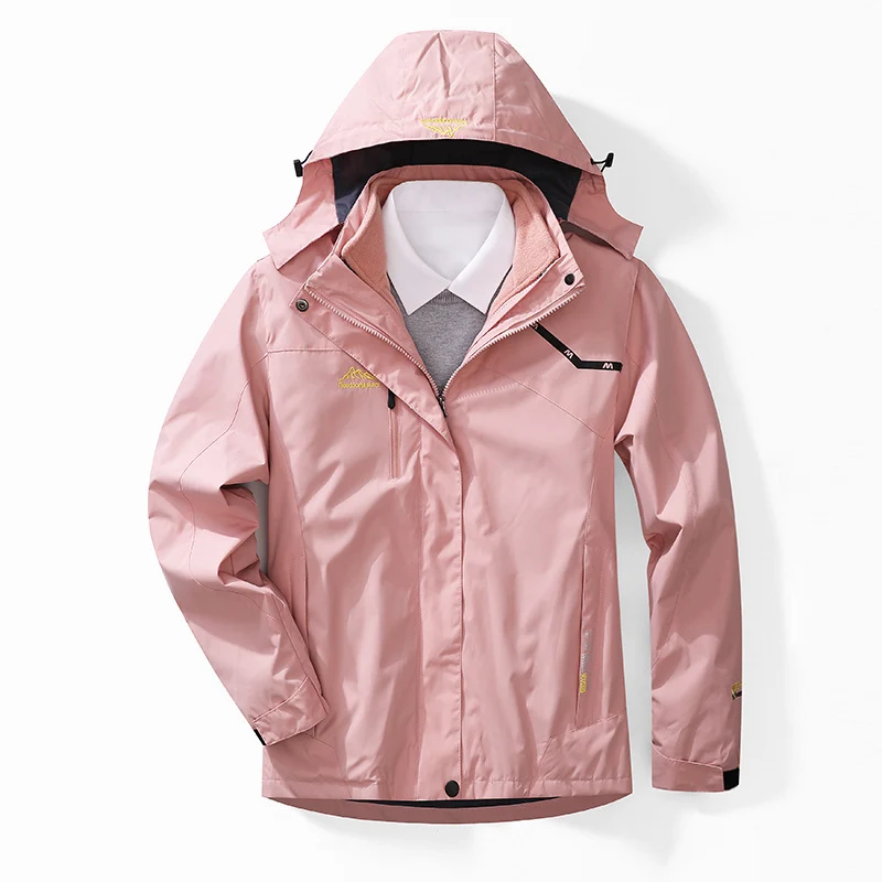 Herren zweilagige wasserdichte Outdoorjacke mit Fleecekragen und Kapuze Nord Taschen
