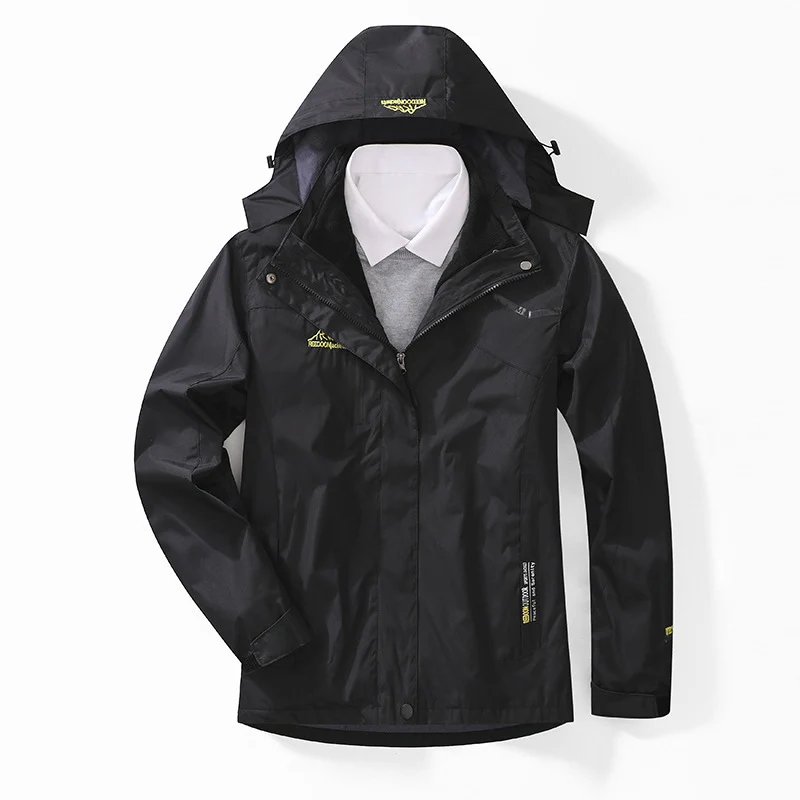 Herren zweilagige wasserdichte Outdoorjacke mit Fleecekragen und Kapuze Nord Taschen