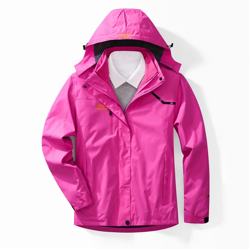 Herren zweilagige wasserdichte Outdoorjacke mit Fleecekragen und Kapuze Nord Taschen