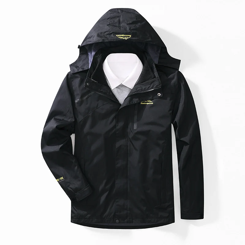 Herren zweilagige wasserdichte Outdoorjacke mit Fleecekragen und Kapuze Nord Taschen
