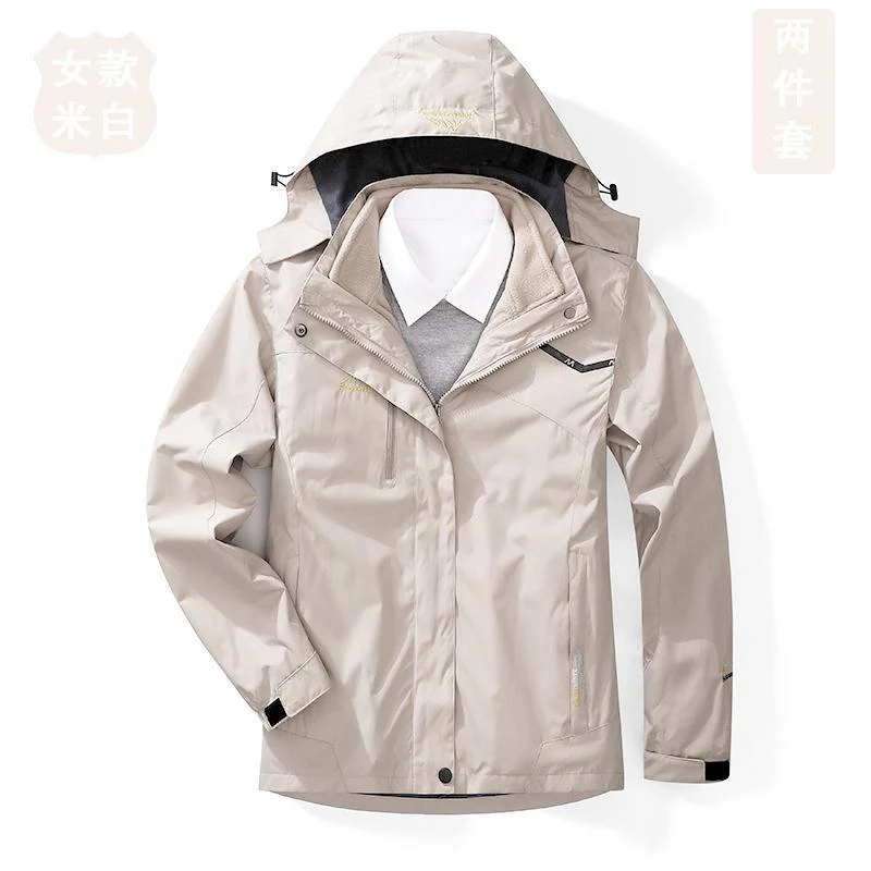 Herren zweilagige wasserdichte Outdoorjacke mit Fleecekragen und Kapuze Nord Taschen
