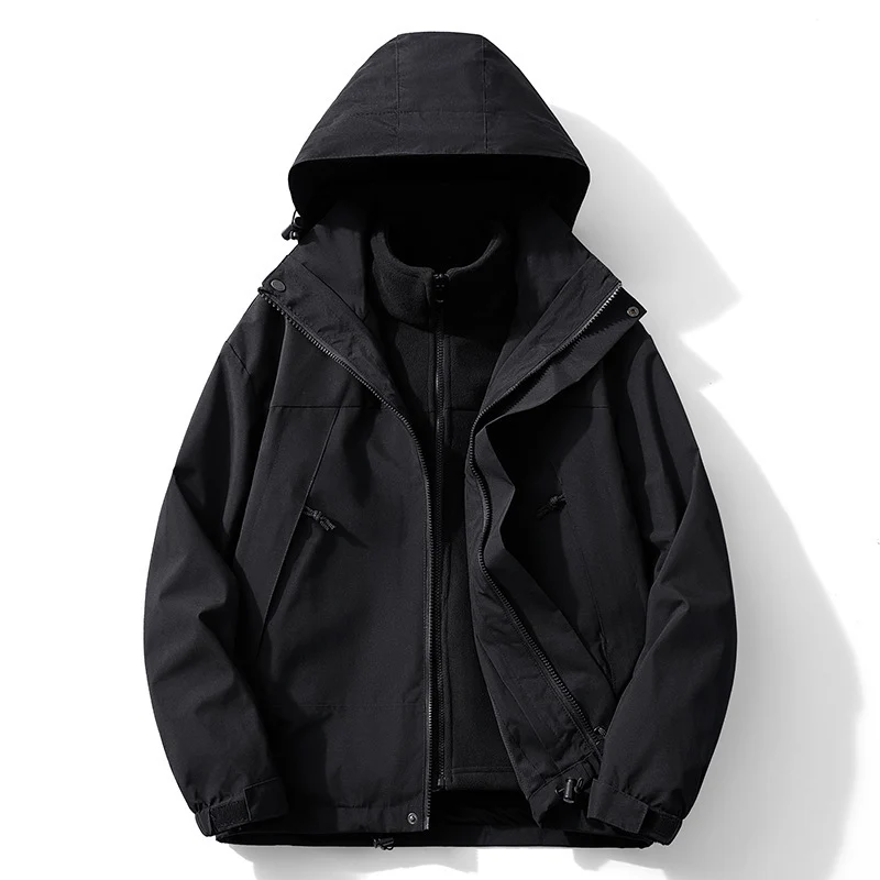 Herren zweilagige Softshell-Trekkingjacke mit herausnehmbarer Fleece-Innenjacke und Kapuze Nord Taschen