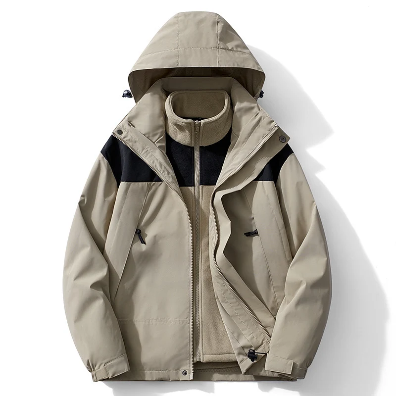 Herren zweilagige Softshell-Trekkingjacke mit herausnehmbarer Fleece-Innenjacke und Kapuze Nord Taschen