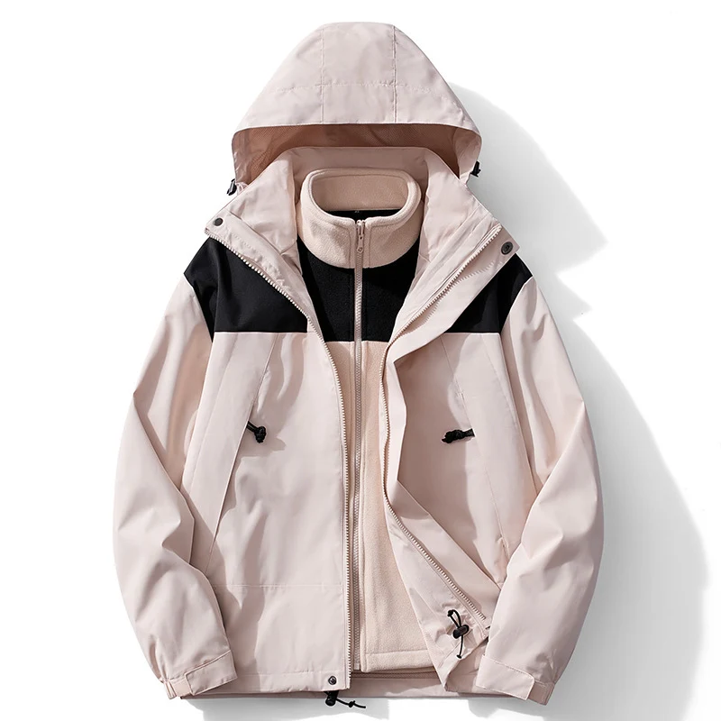 Herren zweilagige Softshell-Trekkingjacke mit herausnehmbarer Fleece-Innenjacke und Kapuze Nord Taschen