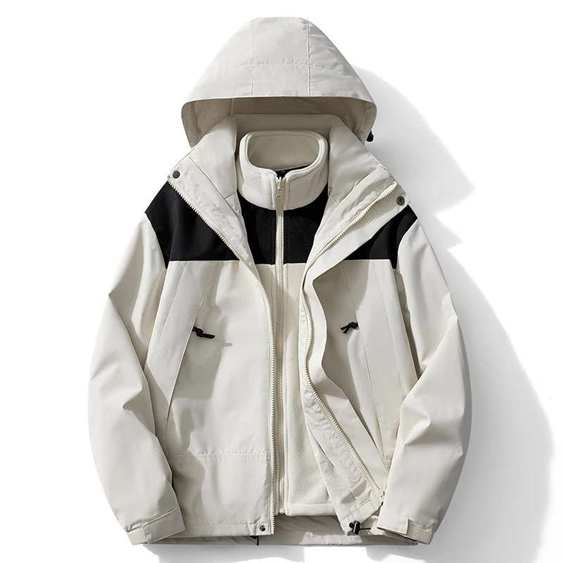 Herren zweilagige Softshell-Trekkingjacke mit herausnehmbarer Fleece-Innenjacke und Kapuze Nord Taschen